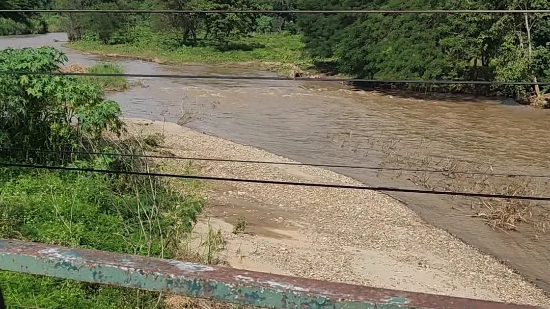 The Pai River below the bridge, spread over sand and gravel bars