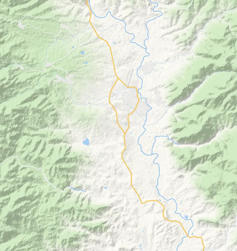 A map of the Pai valley: the Pai River and the road through town, with the places in this guide marked