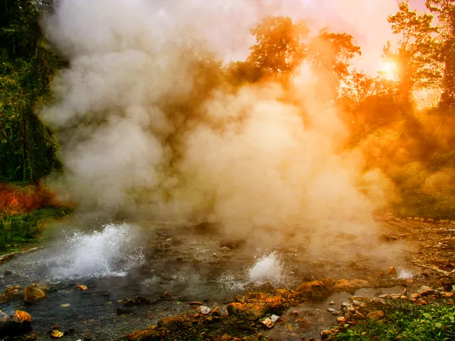 Steam rising from the hot water at Pong Dueat