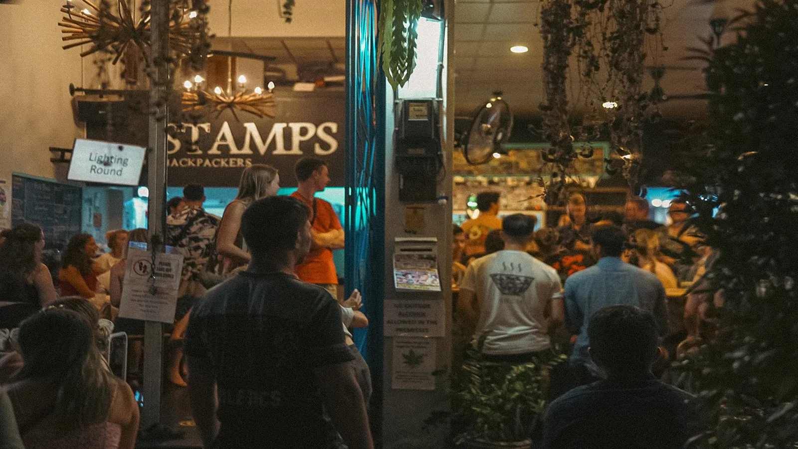 A busy night at the Stamps Backpackers bar in Chiang Mai